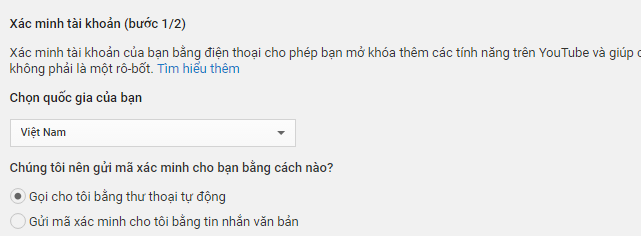 Hướng dẫn xác minh kênh youtube bằng điện thoại
