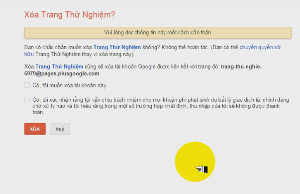 Hướng dẫn xóa trang google+