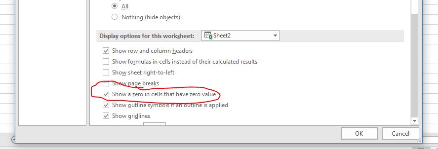 Hướng dẫn ẩn hiện giá trị zero giá trị 0 trong excel 2016