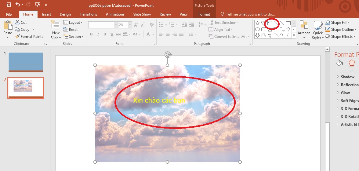 Hướng dẫn chèn thêm chữ cho hình ảnh PowerPoint 2016