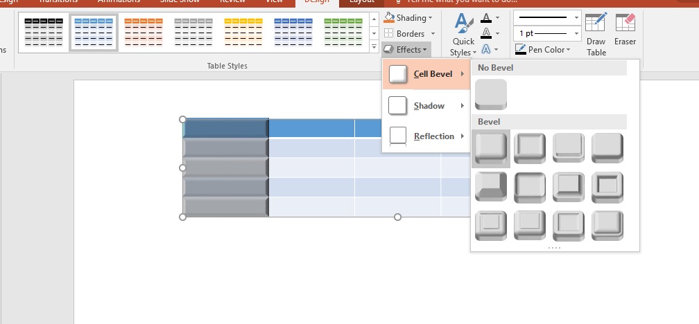 Hướng dẫn tạo hiệu ứng góc cạnh cho bảng PowerPoint 2016